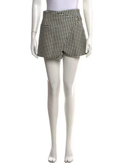 Pre-owned Sandro Houndstooth Print Mini Shorts In White