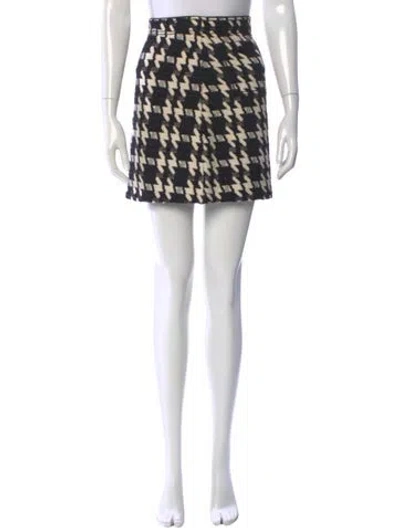 Pre-owned Sandro Houndstooth Print Mini Skirt In Black