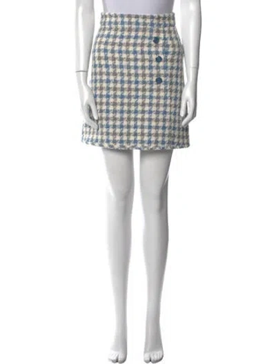 Pre-owned Sandro Houndstooth Print Mini Skirt In Blue