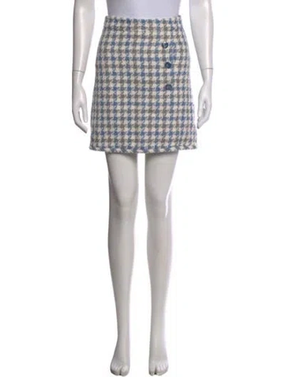Pre-owned Sandro Houndstooth Print Mini Skirt In Blue
