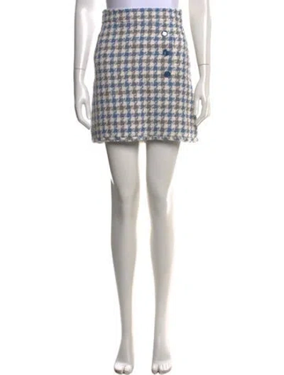 Pre-owned Sandro Houndstooth Print Mini Skirt In Blue