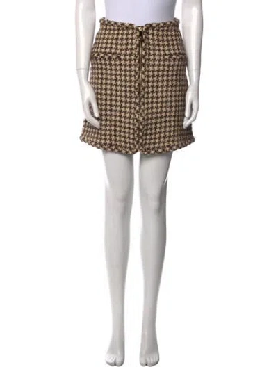 Pre-owned Sandro Houndstooth Print Mini Skirt In Brown