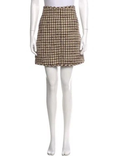 Pre-owned Sandro Houndstooth Print Mini Skirt In Brown