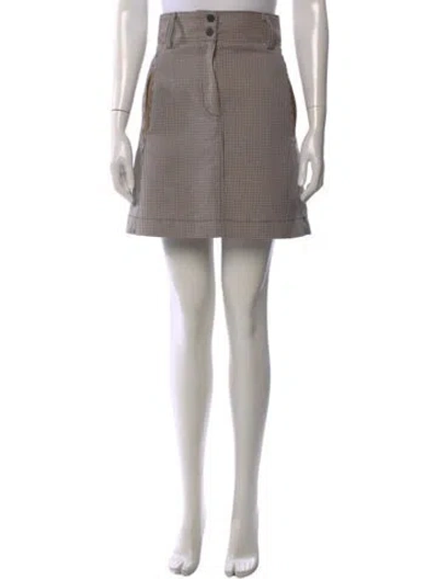 Pre-owned Sandro Houndstooth Print Mini Skirt In Brown