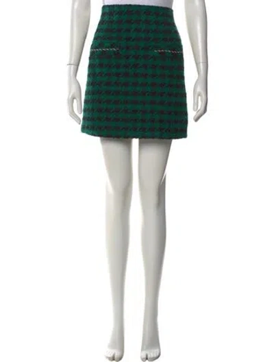 Pre-owned Sandro Houndstooth Print Mini Skirt In Green