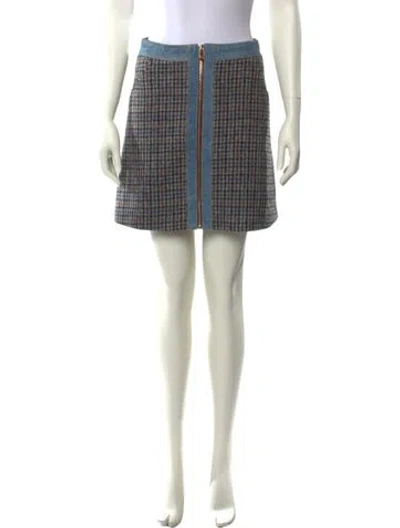 Pre-owned Sandro Houndstooth Print Mini Skirt In Multi
