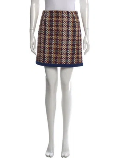 Pre-owned Sandro Houndstooth Print Mini Skirt In Neutral
