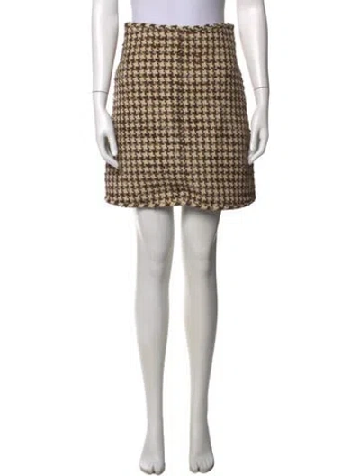 Pre-owned Sandro Houndstooth Print Mini Skirt In Neutrals