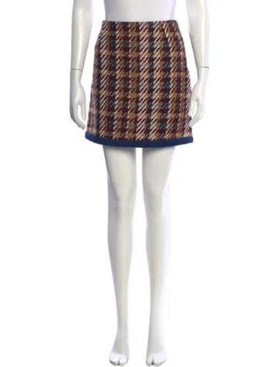 Pre-owned Sandro Houndstooth Print Mini Skirt In Neutrals