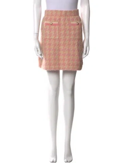 Pre-owned Sandro Houndstooth Print Mini Skirt In Pink