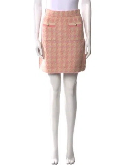 Pre-owned Sandro Houndstooth Print Mini Skirt In Pink