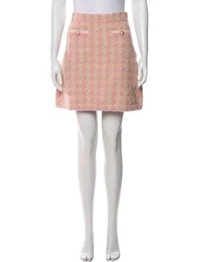 Pre-owned Sandro Houndstooth Print Mini Skirt In Pink