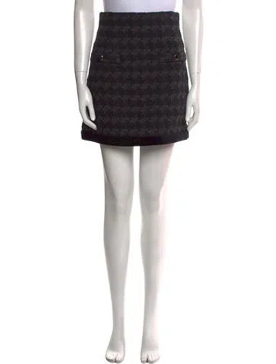 Pre-owned Sandro Houndstooth Print Mini Skirt W/ Tags In Black