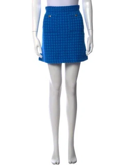 Pre-owned Sandro Houndstooth Print Mini Skirt W/ Tags In Blue