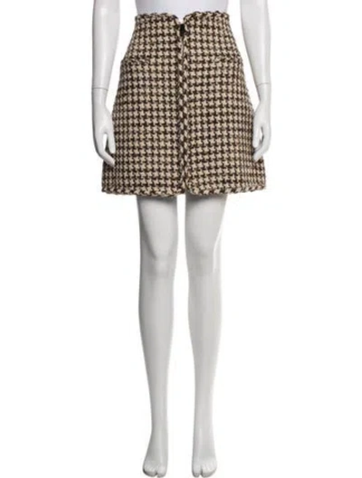 Pre-owned Sandro Houndstooth Print Mini Skirt W/ Tags In Brown