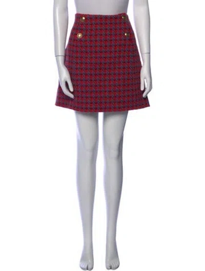 Pre-owned Sandro Houndstooth Print Mini Skirt W/ Tags In Red