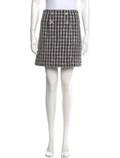 Pre-owned Sandro Houndstooth Print Mini Skirt In White