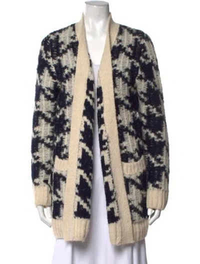 Pre-owned Sandro Houndstooth Print Open Front Sweater In Neutrals