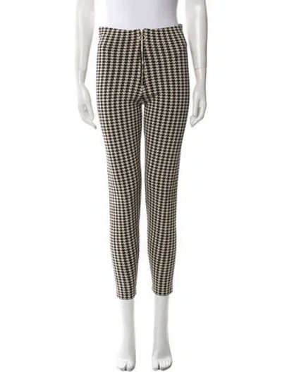 Pre-owned Sandro Houndstooth Print Skinny Leg Pants In White