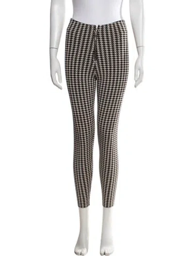 Pre-owned Sandro Houndstooth Print Skinny Leg Pants In White