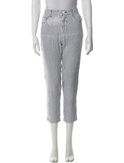 Pre-owned Sandro Houndstooth Print Straight Leg Pants In Multi