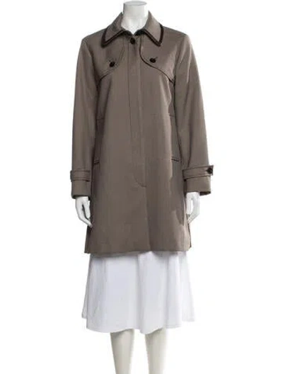 Pre-owned Sandro Houndstooth Print Trench Coat In Brown