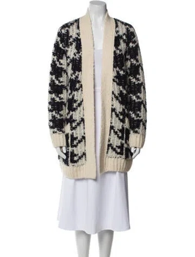 Pre-owned Sandro Houndstooth Print V-neck Sweater In Multi