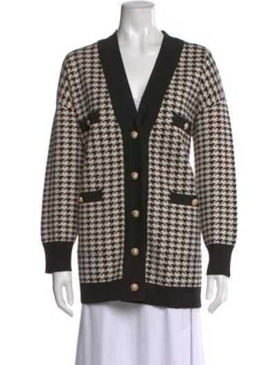 Pre-owned Sandro Houndstooth Print V-neck Sweater In Multi