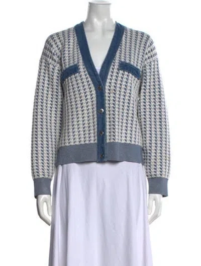 Pre-owned Sandro Houndstooth Print V-neck Sweater In Multi