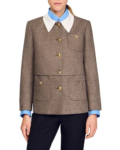 Sandro Houndstooth Suit Jacket In Multi