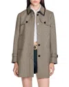Sandro Houndstooth Trench Coat In Neutral
