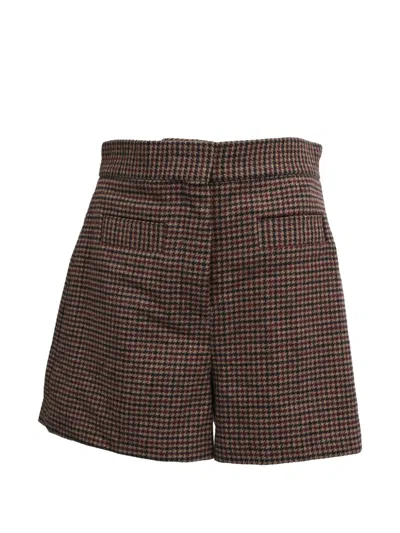 Pre-owned Sandro Houndstooth Tweed Shorts In Brown