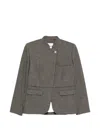 Sandro Houndstooth-pattern Crystal-embellished Blazer In Gray