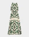 Sandro Womens Naturels Leaf-print Sleeveless Woven Maxi Dress In Ecru / Green