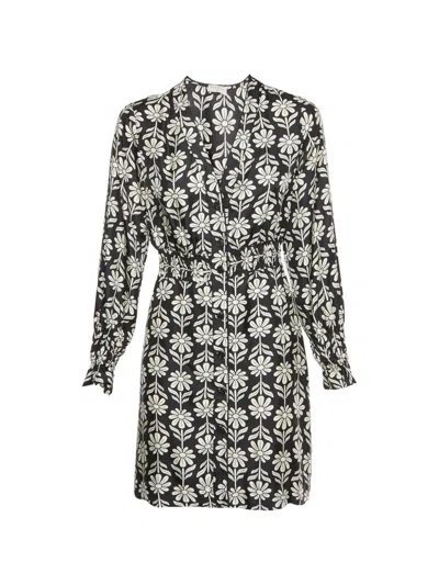 Pre-owned Sandro Illiana Floral-print Mini Dress In Black