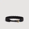 Sandro Interlaced Leather Belt With Studs In Black