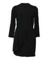 Sandro Isabelle Ruffle Trim Dress In Black Viscose In Black