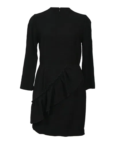 Sandro Isabelle Ruffle Trim Dress In Black Viscose