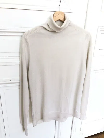 Pre-owned Sandro Ivory Silk Blend Rollneck In White