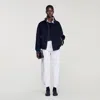 Sandro Jacket With Topstitched Details In Black