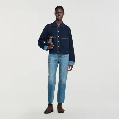 Sandro Jacket-effect Cardigan In Blue