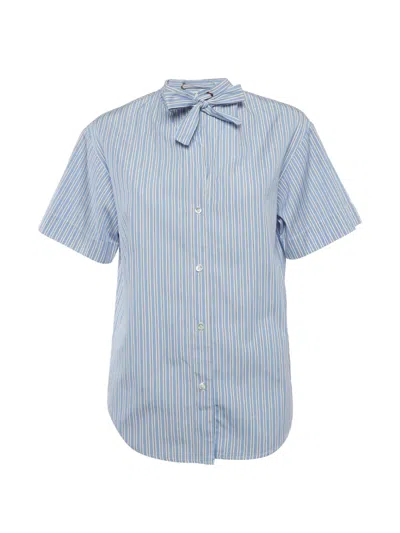 Pre-owned Sandro Jacob Neck-tie Shirt In Blue