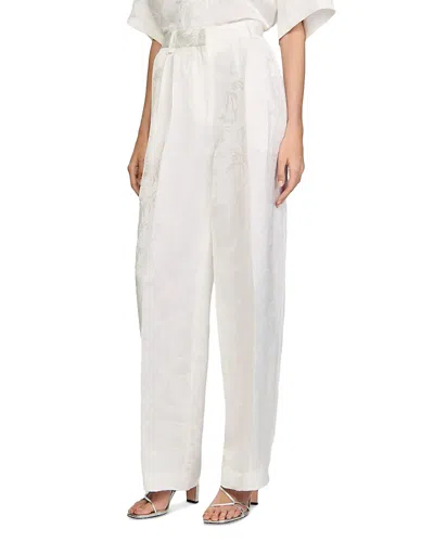 Sandro Jacquard Floral Pants In White