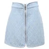 Sandro Jacquard Mini Skirt In Light Blue Cotton In Blue