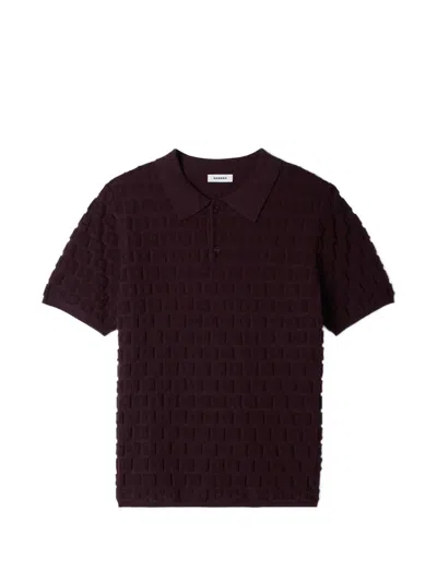 Sandro Sponge Terry Knit Polo Shirt In Purple
