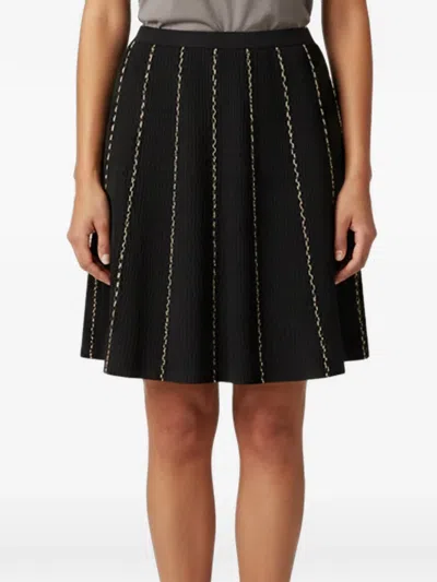 Pre-owned Sandro Jacquard-knit Contrast-trim Mini Skirt In Black