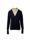 Sandro Jacques Mock Neck Pullover In Navy Blue Wool In Blue