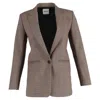 Sandro Jada Plaid-check Single-breasted Blazer In Brown Polyester In Brown