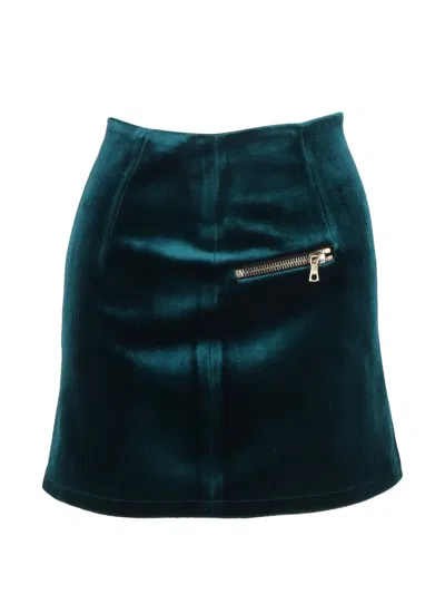 Pre-owned Sandro Janet Velvet Mini Skirt In Green
