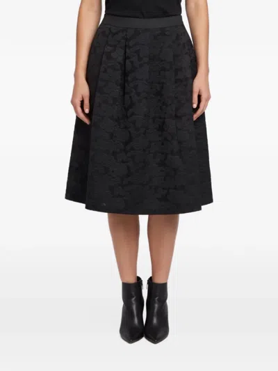 Pre-owned Sandro Janice Lace Skater Midi Skirt In Black